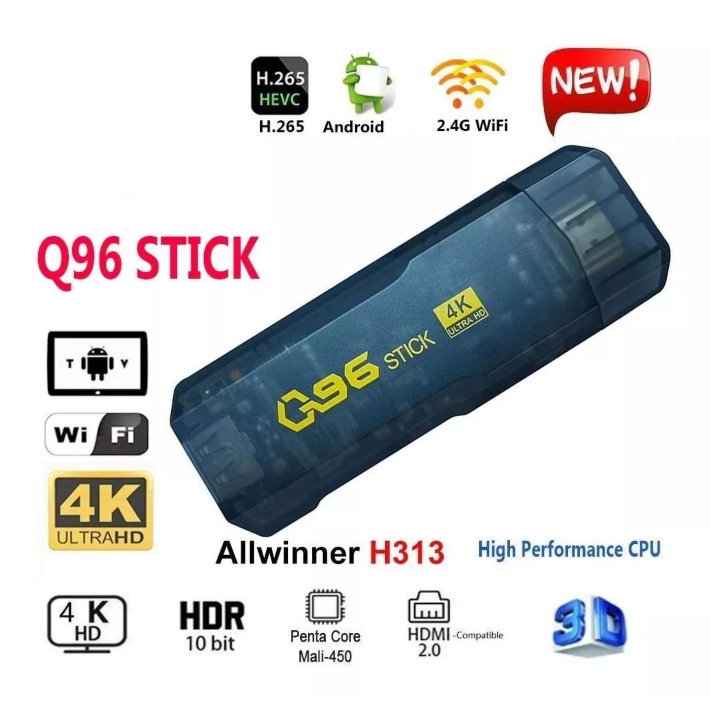 Tv Box Stick Q96 Android 10 4K 5G